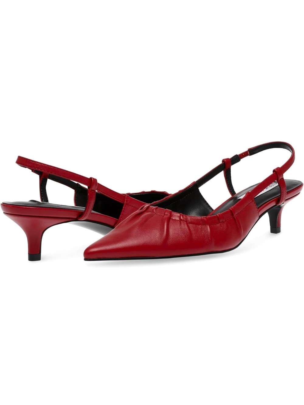 steve madden syrie red leather pointed toe slingback kitten heels